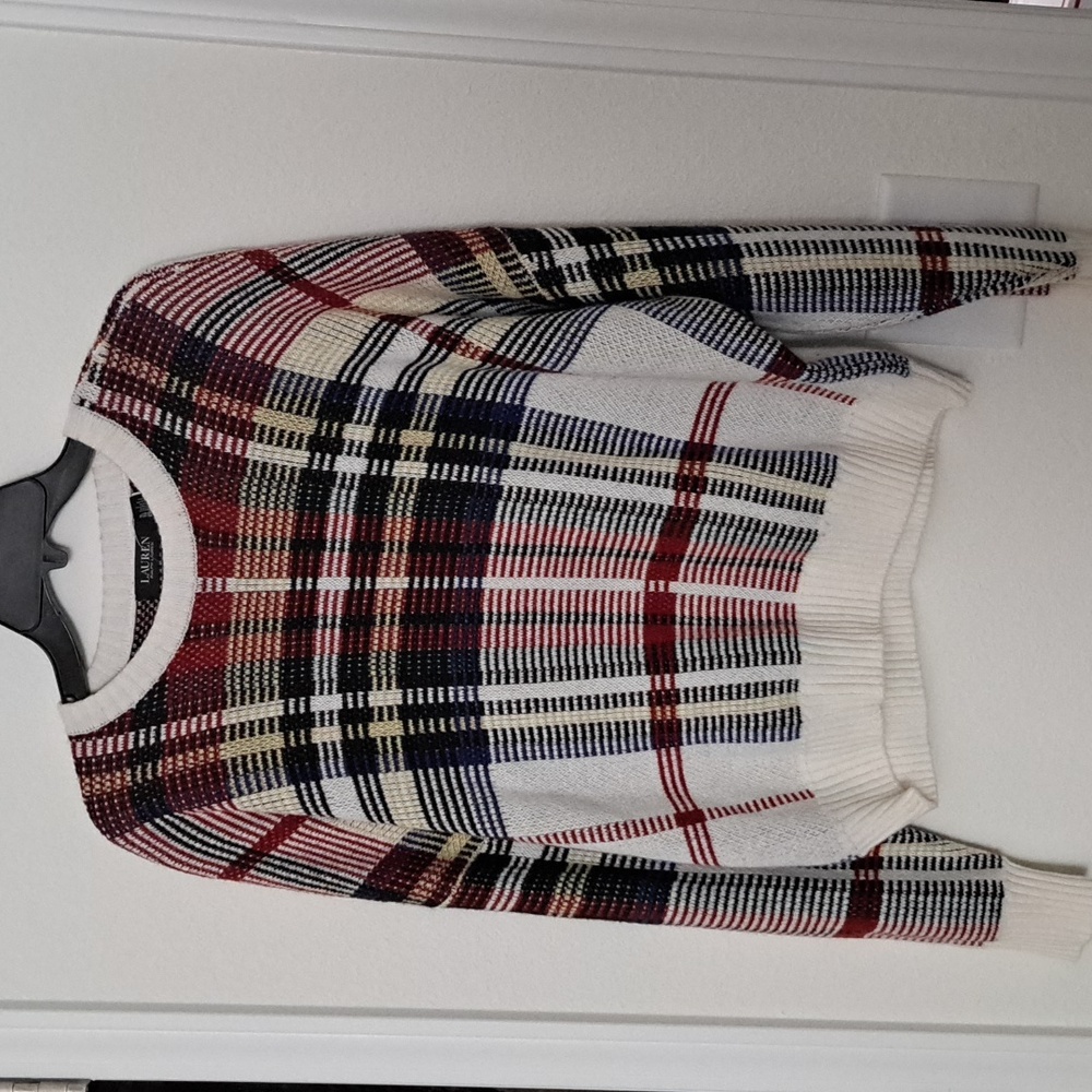 Ralph Lauren Checked Plaid Relaxed Fit Crewneck Sweater - Picture 4 of 12